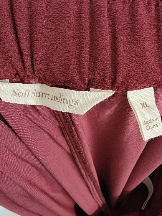 Soft Surroundings Aria Velvet Wide Leg Pants Pull On Burgundy Red Womens Sz- XL - Picture 8 of 10